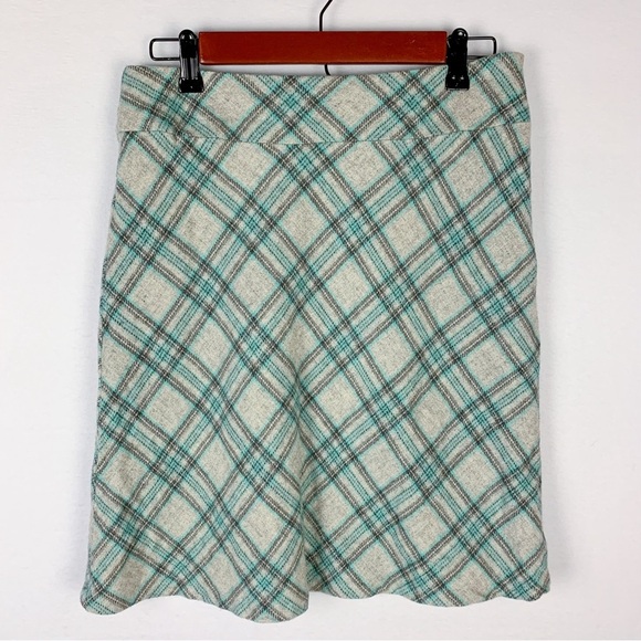 Talbots Gray Plaid Wool Blend A-Line Skirt - Picture 1 of 4